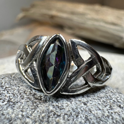 Load image into Gallery viewer, Mystic Topaz Trinity Knot Ring
