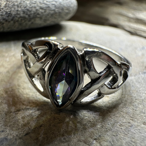 Load image into Gallery viewer, Mystic Topaz Trinity Knot Ring
