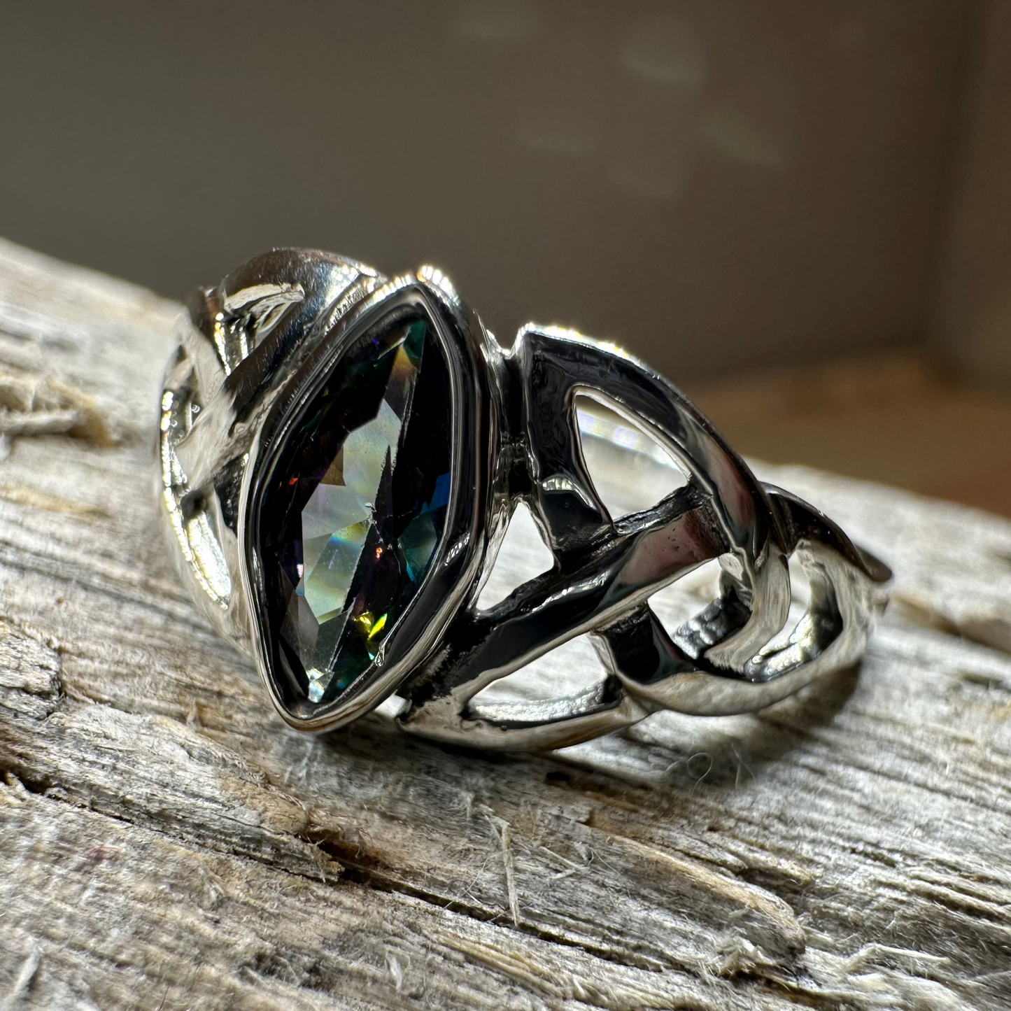 Mystic Topaz Trinity Knot Ring