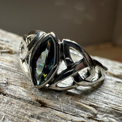 Load image into Gallery viewer, Mystic Topaz Trinity Knot Ring
