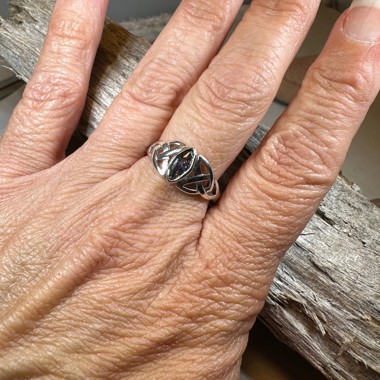 Mystic Topaz Trinity Knot Ring
