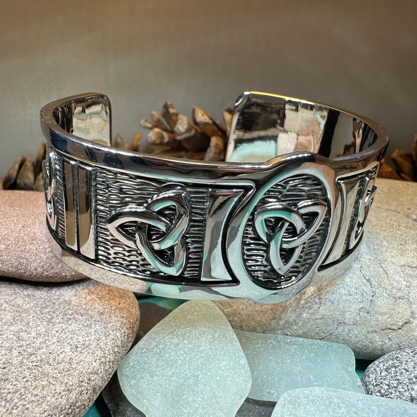 Celtic Trinity Knot Cuff Pewter Bracelet — view 2