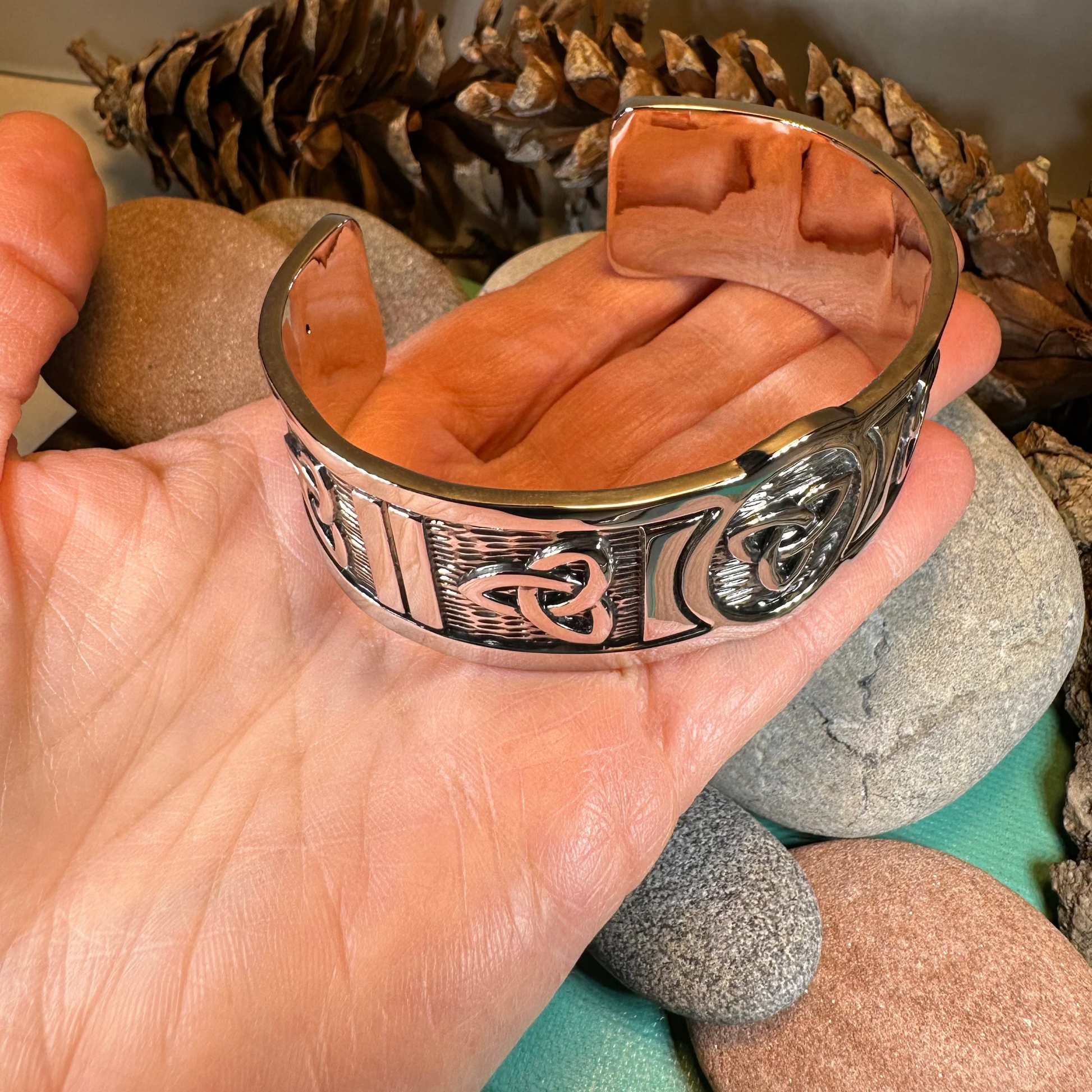 Celtic Trinity Knot Cuff Pewter Bracelet — view 5