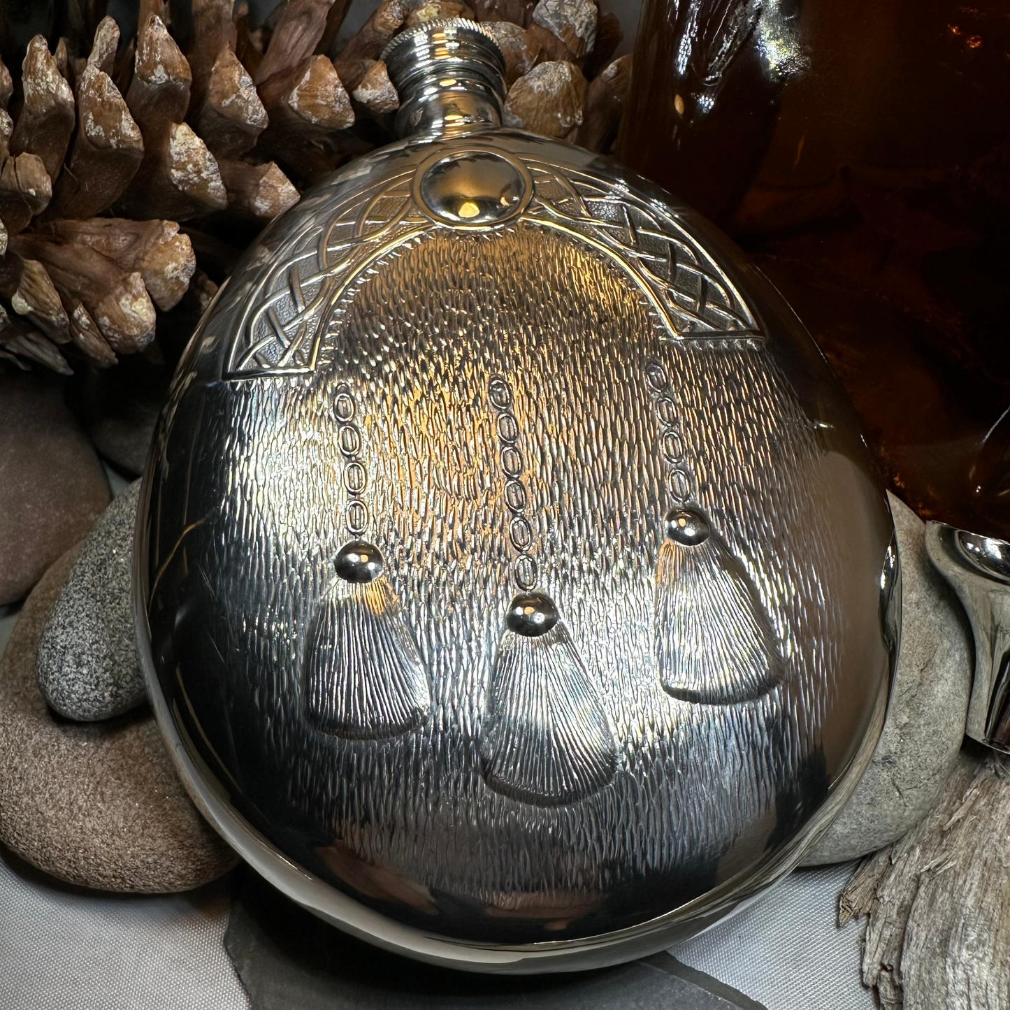 Scottish Sporran Pewter Hip Flask - Handmade in England