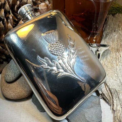 Load image into Gallery viewer, Scottish Thistle Pewter Hip Flask
