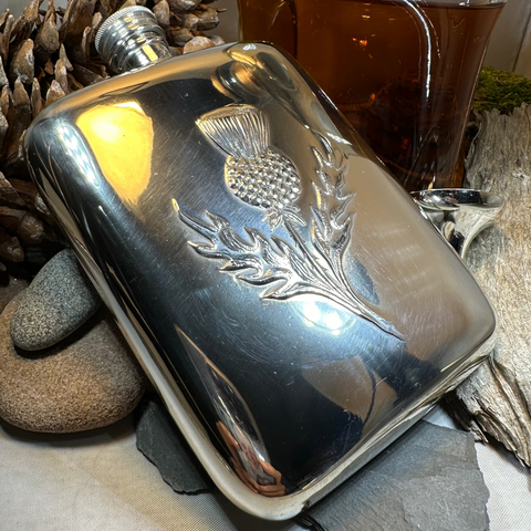 Load image into Gallery viewer, Scottish Thistle Pewter Hip Flask
