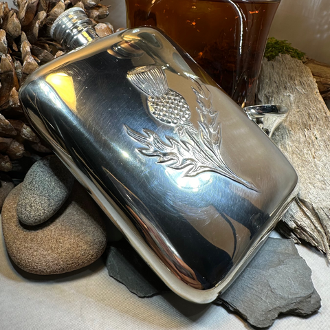 Load image into Gallery viewer, Scottish Thistle Pewter Hip Flask
