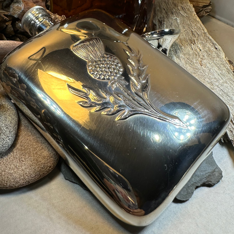 Load image into Gallery viewer, Scottish Thistle Pewter Hip Flask
