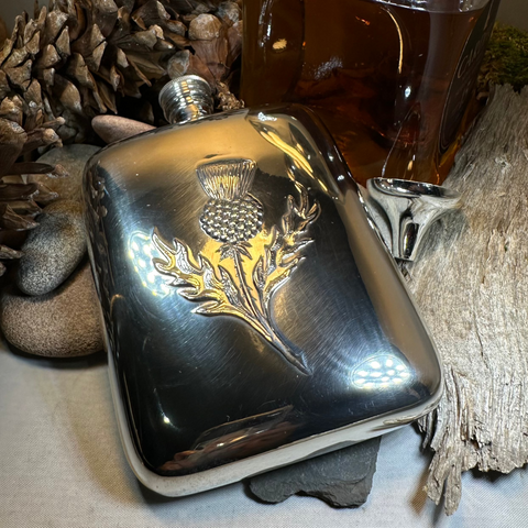 Load image into Gallery viewer, Scottish Thistle Pewter Hip Flask

