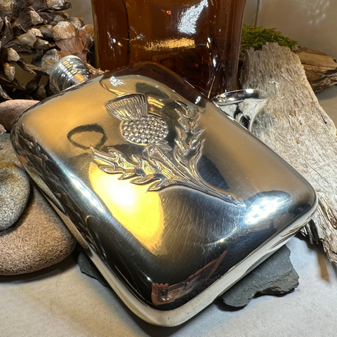 Load image into Gallery viewer, Scottish Thistle Pewter Hip Flask

