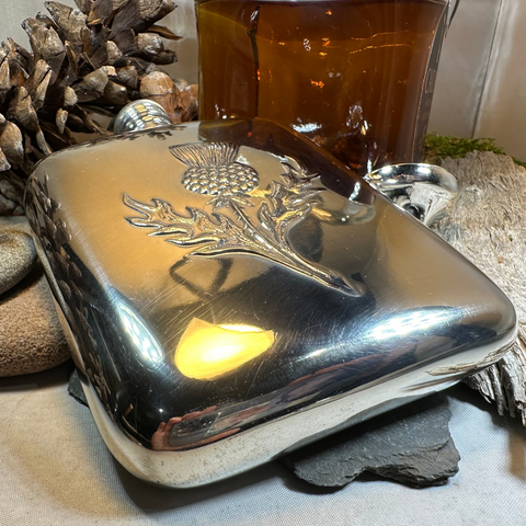 Load image into Gallery viewer, Scottish Thistle Pewter Hip Flask
