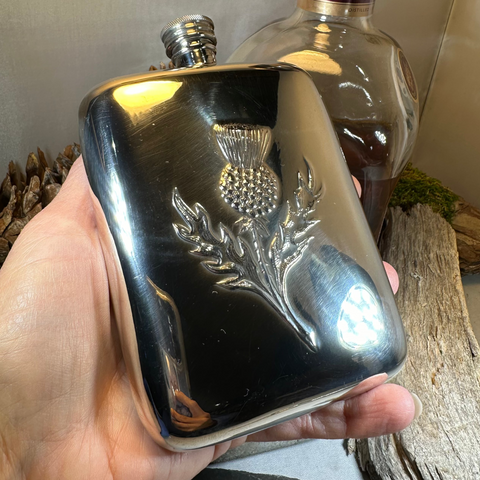 Load image into Gallery viewer, Scottish Thistle Pewter Hip Flask
