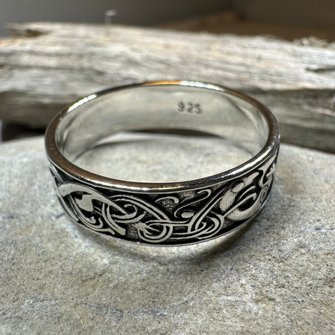 Load image into Gallery viewer, Celtic Raven Ring in Sterling Silver
