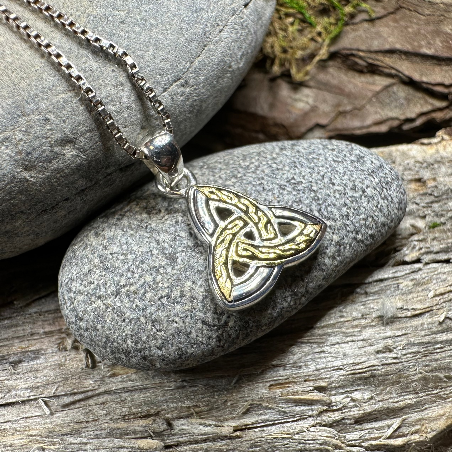 Errill Celtic Trinity Knot Necklace in Sterling Silver — view 3