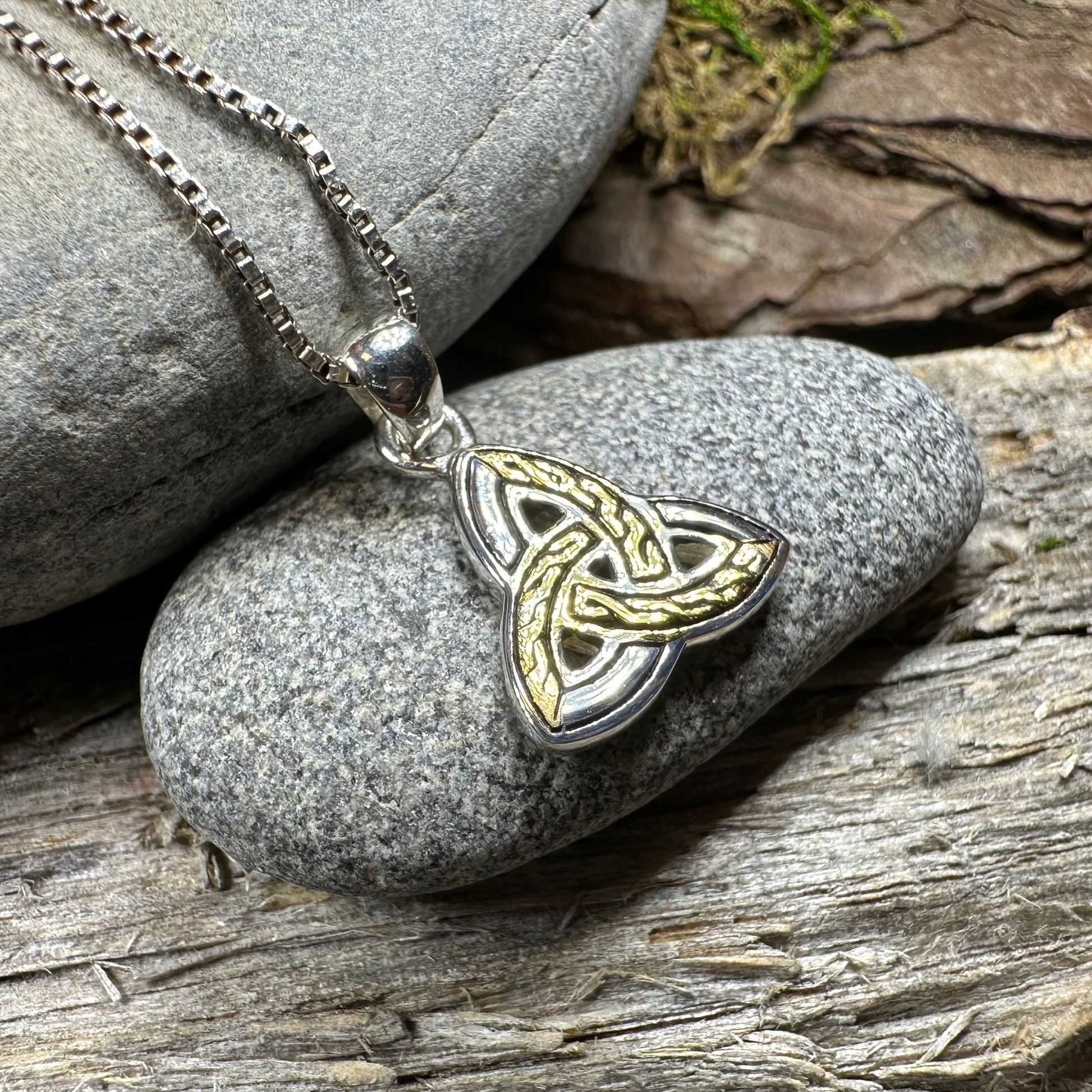 Errill Celtic Trinity Knot Necklace in Sterling Silver — view 3