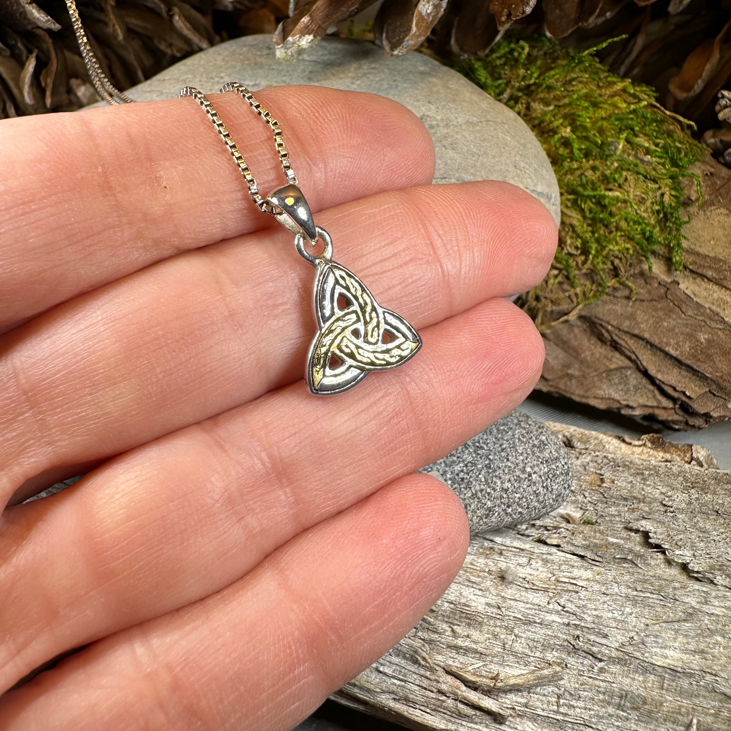 Errill Celtic Trinity Knot Necklace in Sterling Silver — view 5