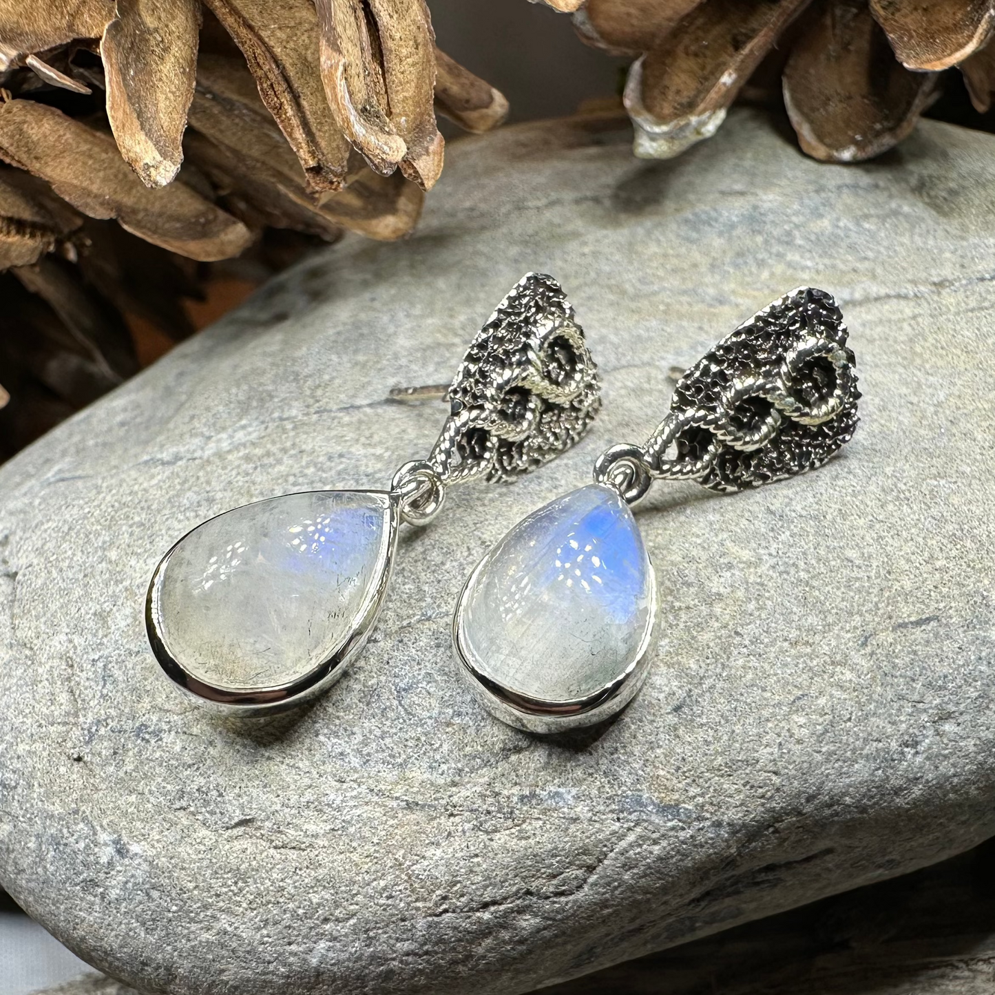 Adamaris Celtic Moonstone Earrings — view 6