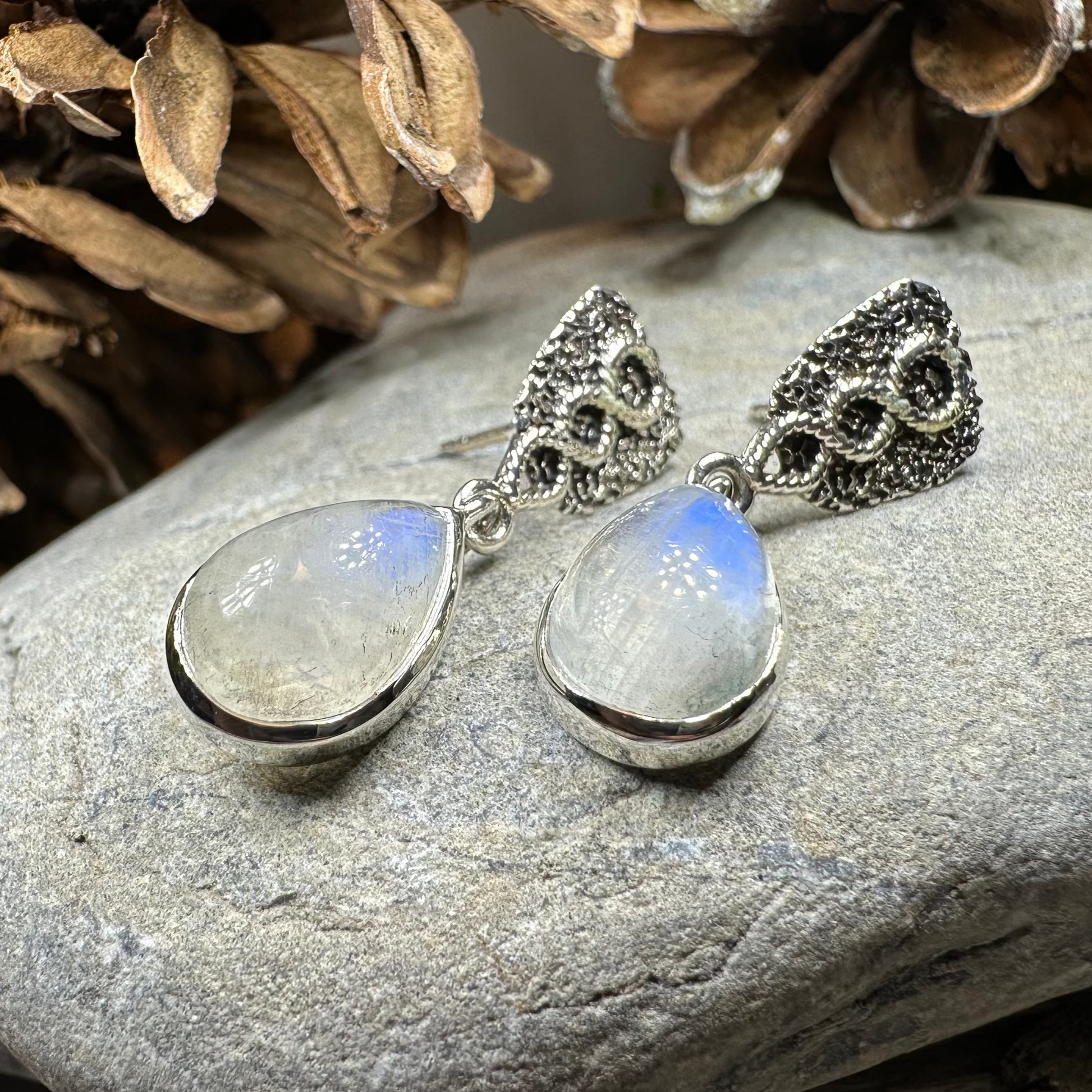Adamaris Celtic Moonstone Earrings — view 2