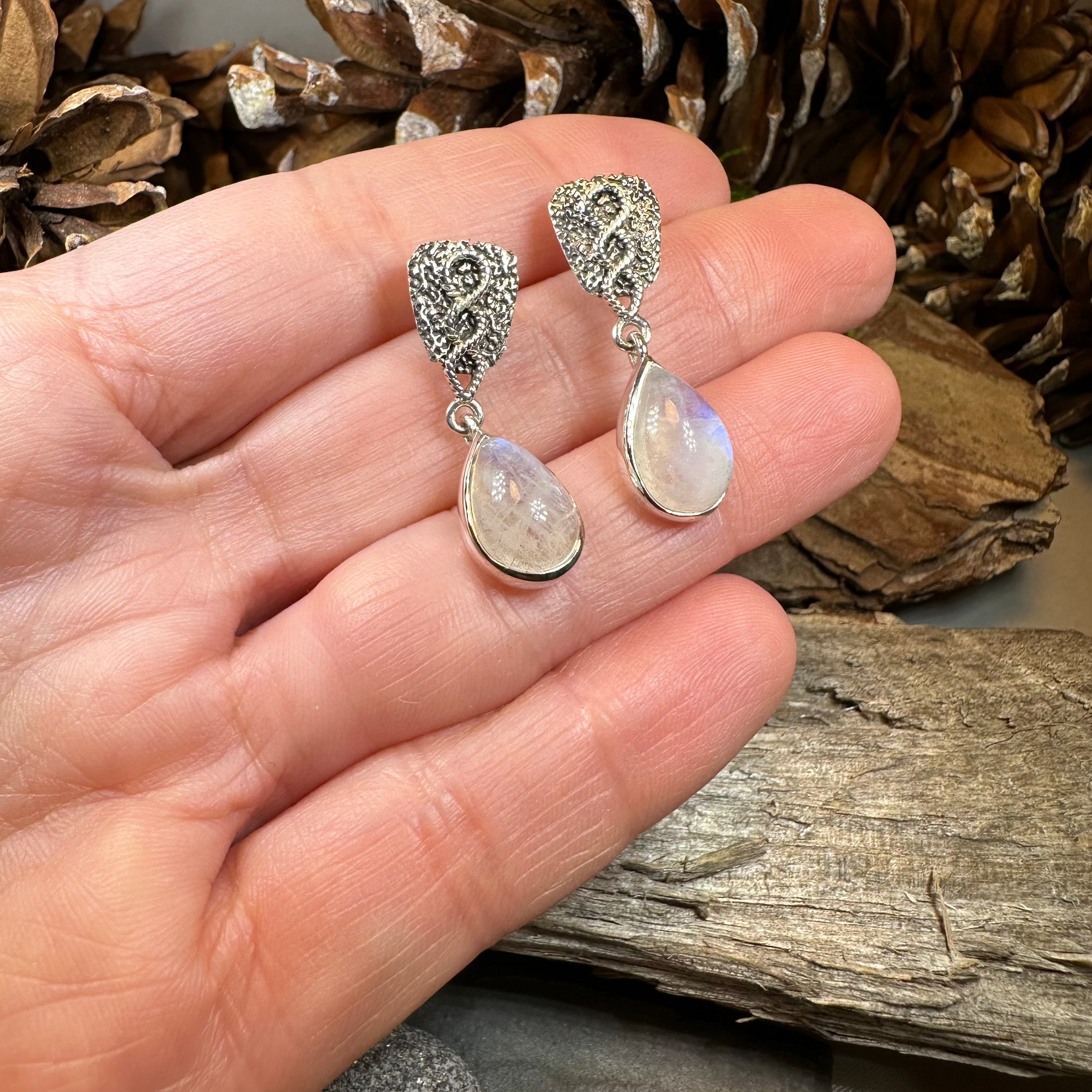 Adamaris Celtic Moonstone Earrings — view 4