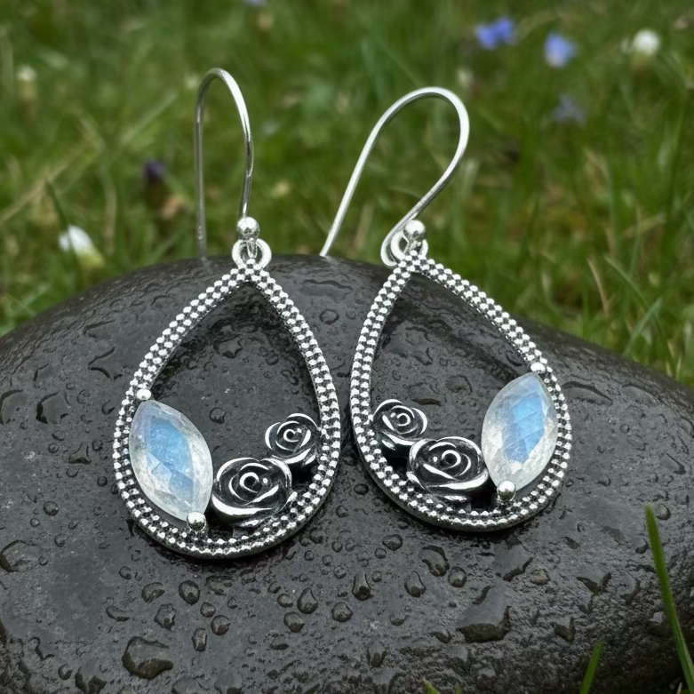 Sweet Irish Rose Earrings for Women in sterling silver