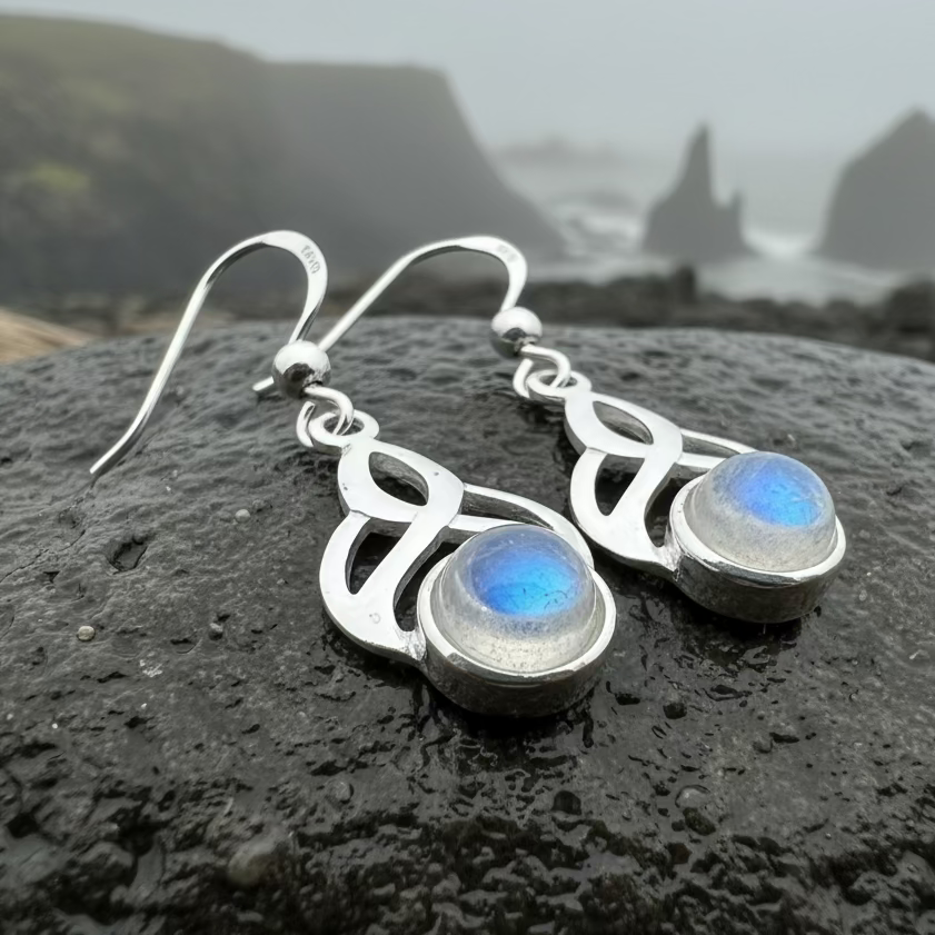 Edana Celtic Moonstone Earrings in sterling silver