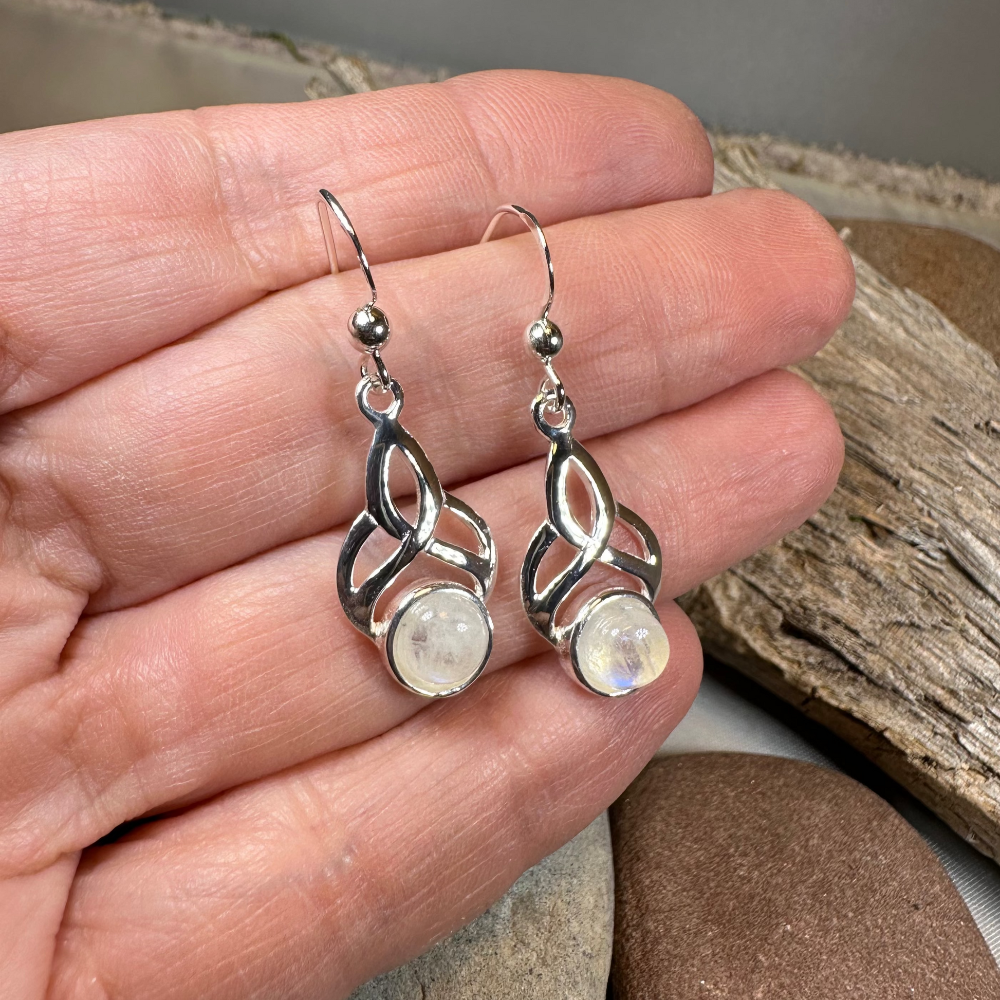 Edana Celtic Moonstone Earrings — view 4