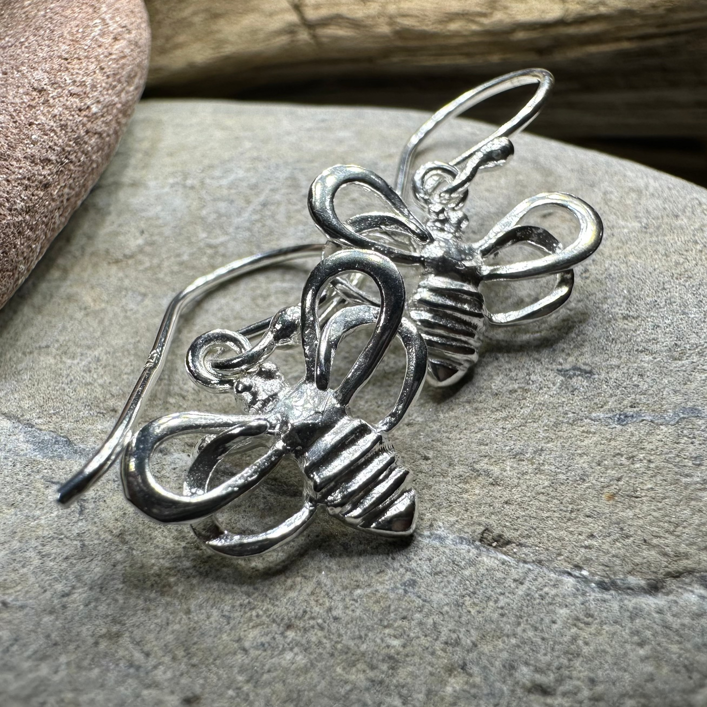 Whimsy Bee Earrings in sterling silver