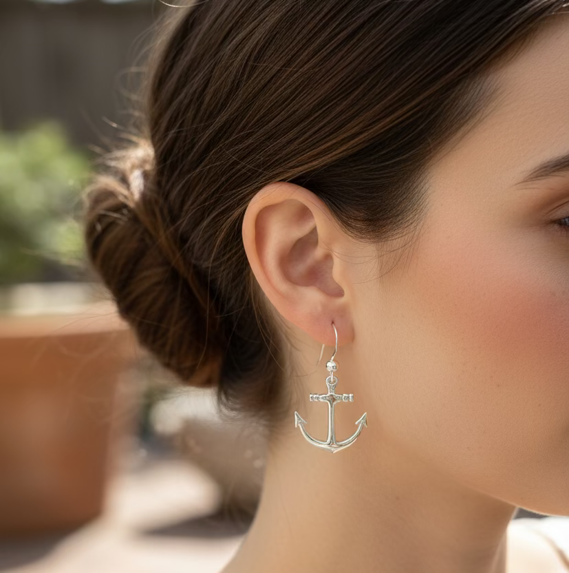 Smooth Sailing Anchor Earrings — view 2