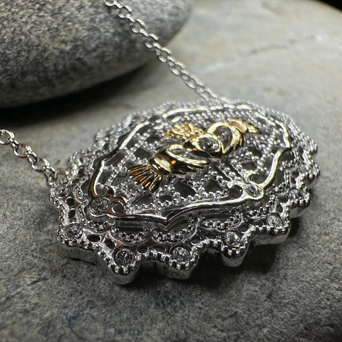 Irish Lace Claddagh Necklace - Handmade in Ireland — view 3