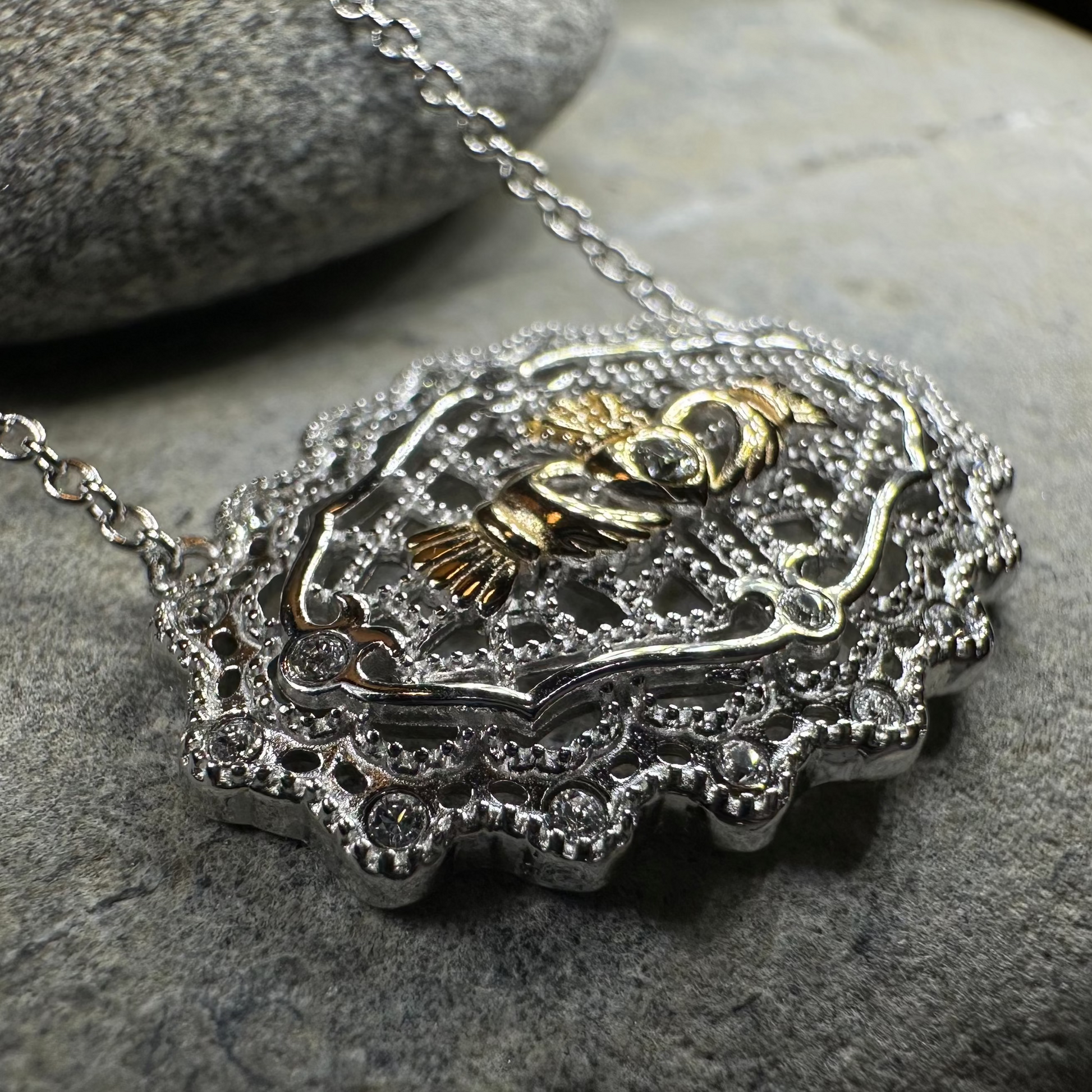 Irish Lace Claddagh Necklace - Handmade in Ireland — view 3