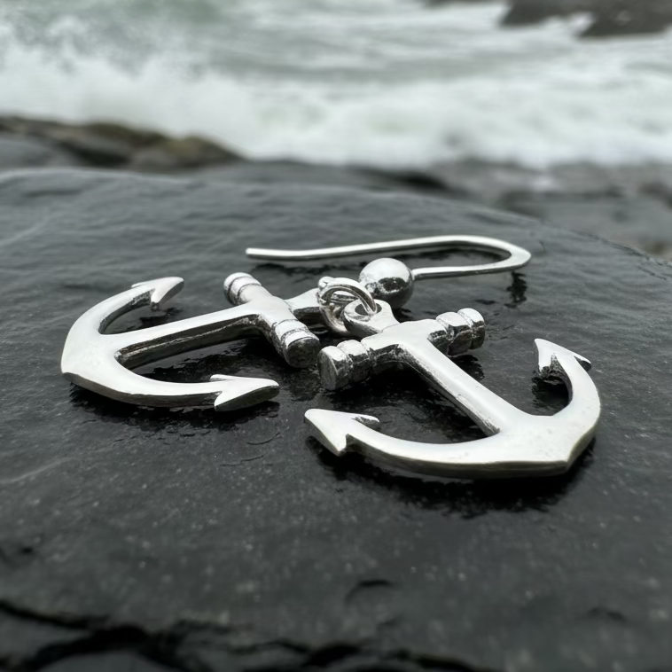 Smooth Sailing Anchor Earrings in sterling silver