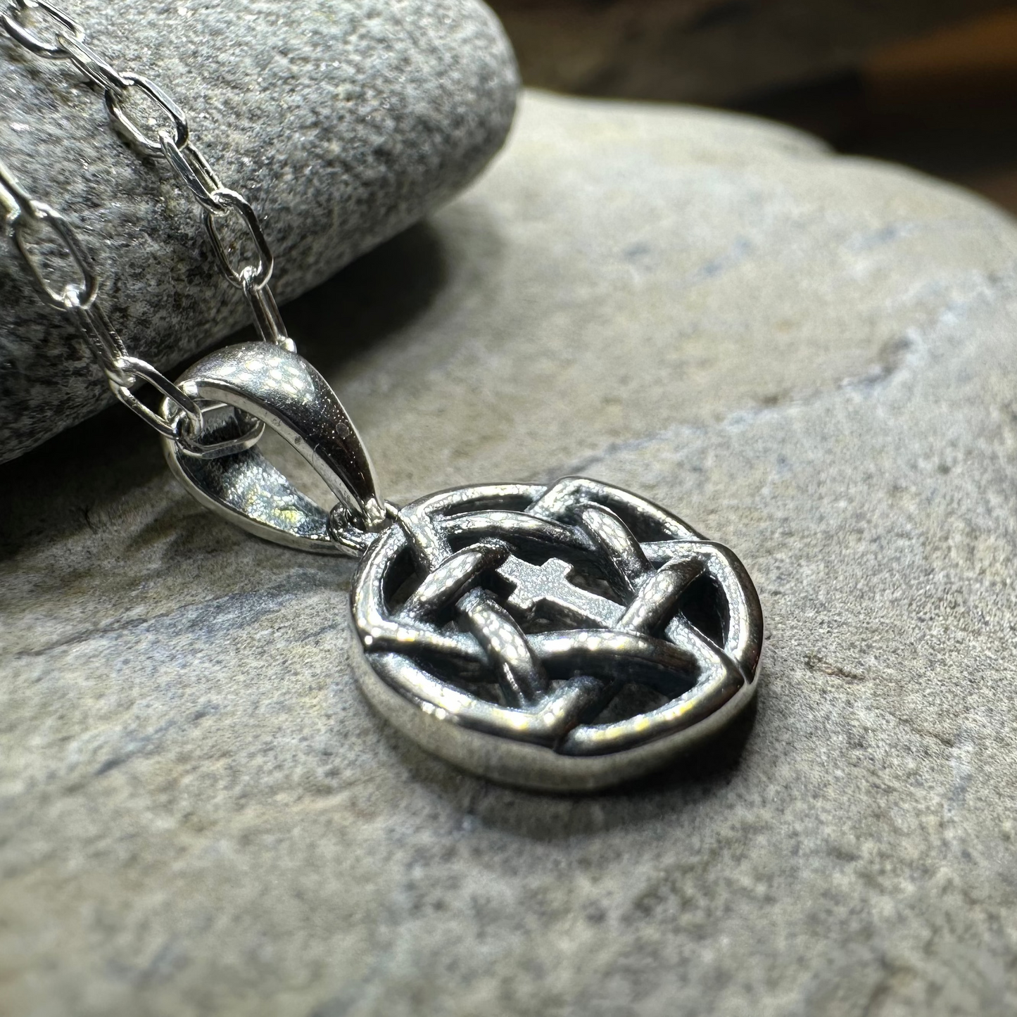 Petite Star of David Cross Necklace in Sterling Silver