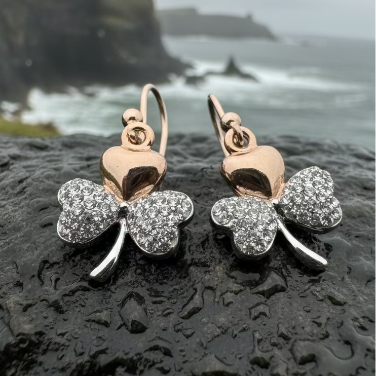 Elegant Irish Shamrock Earrings - Made in Ireland