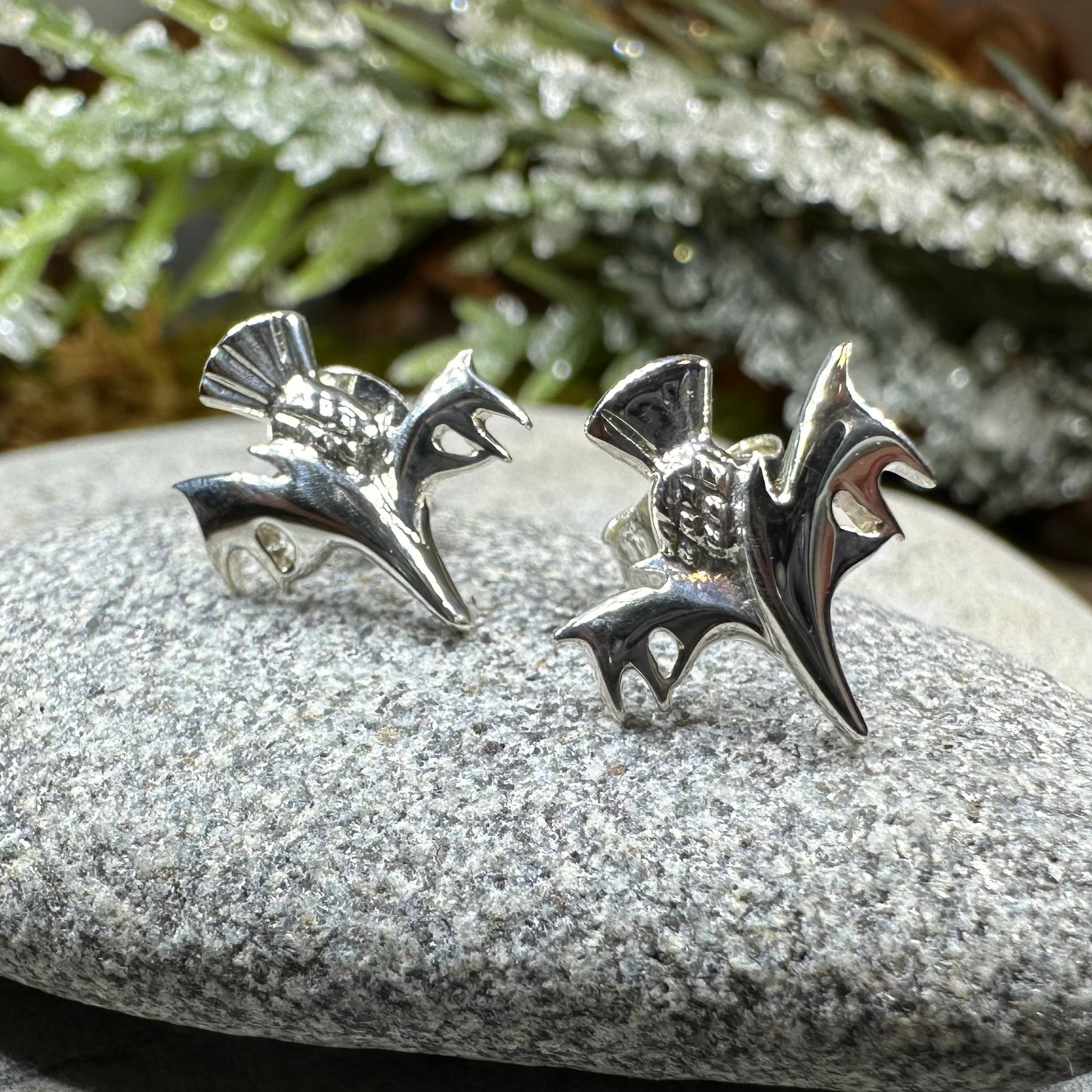 Modern Thistle Earrings in silver