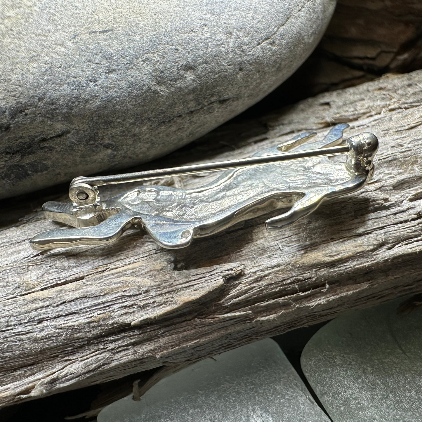 Meadowjumper Sterling Silver Rabbit Brooch - Handmade in Scotland — view 7