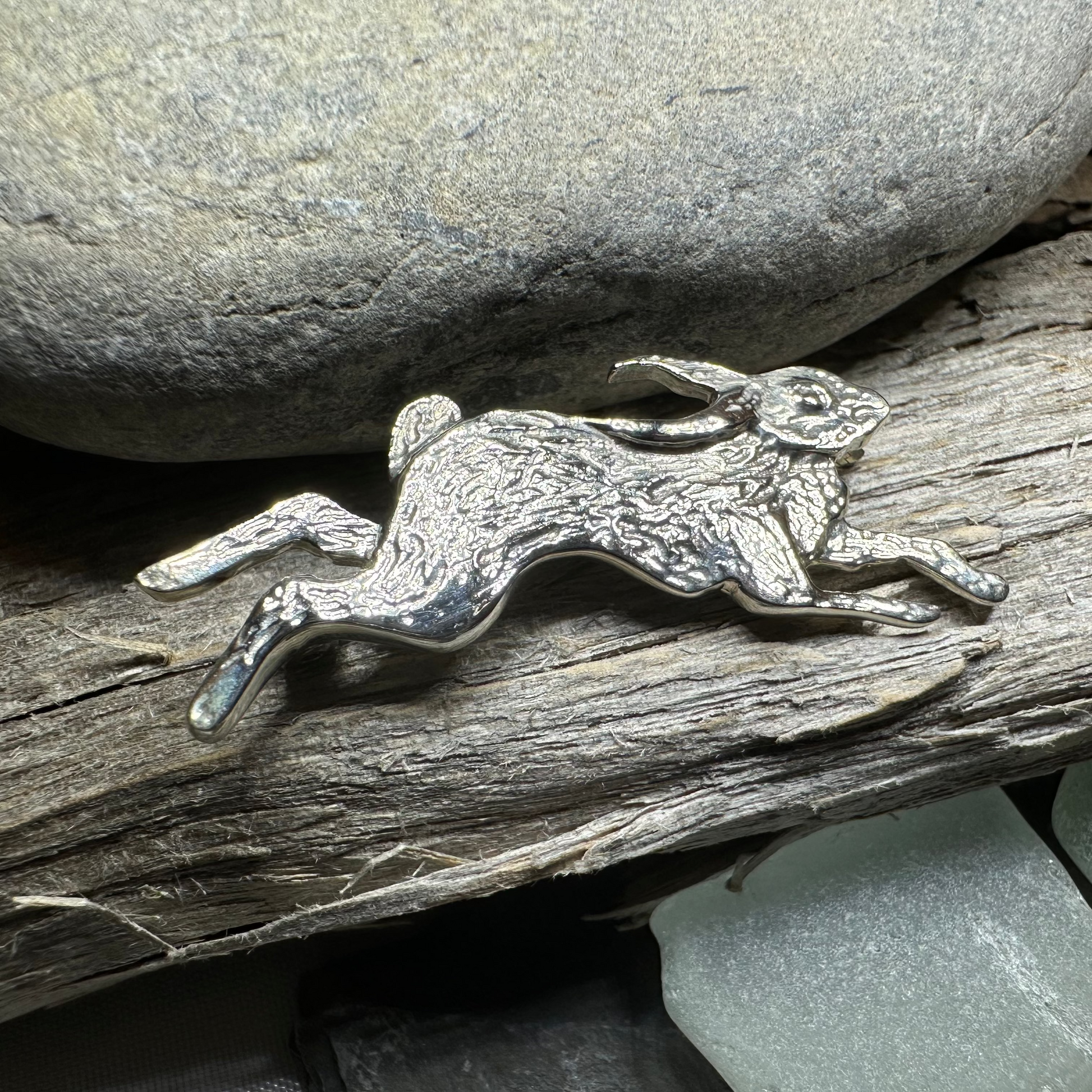 Meadowjumper Sterling Silver Rabbit Brooch - Handmade in Scotland — view 8