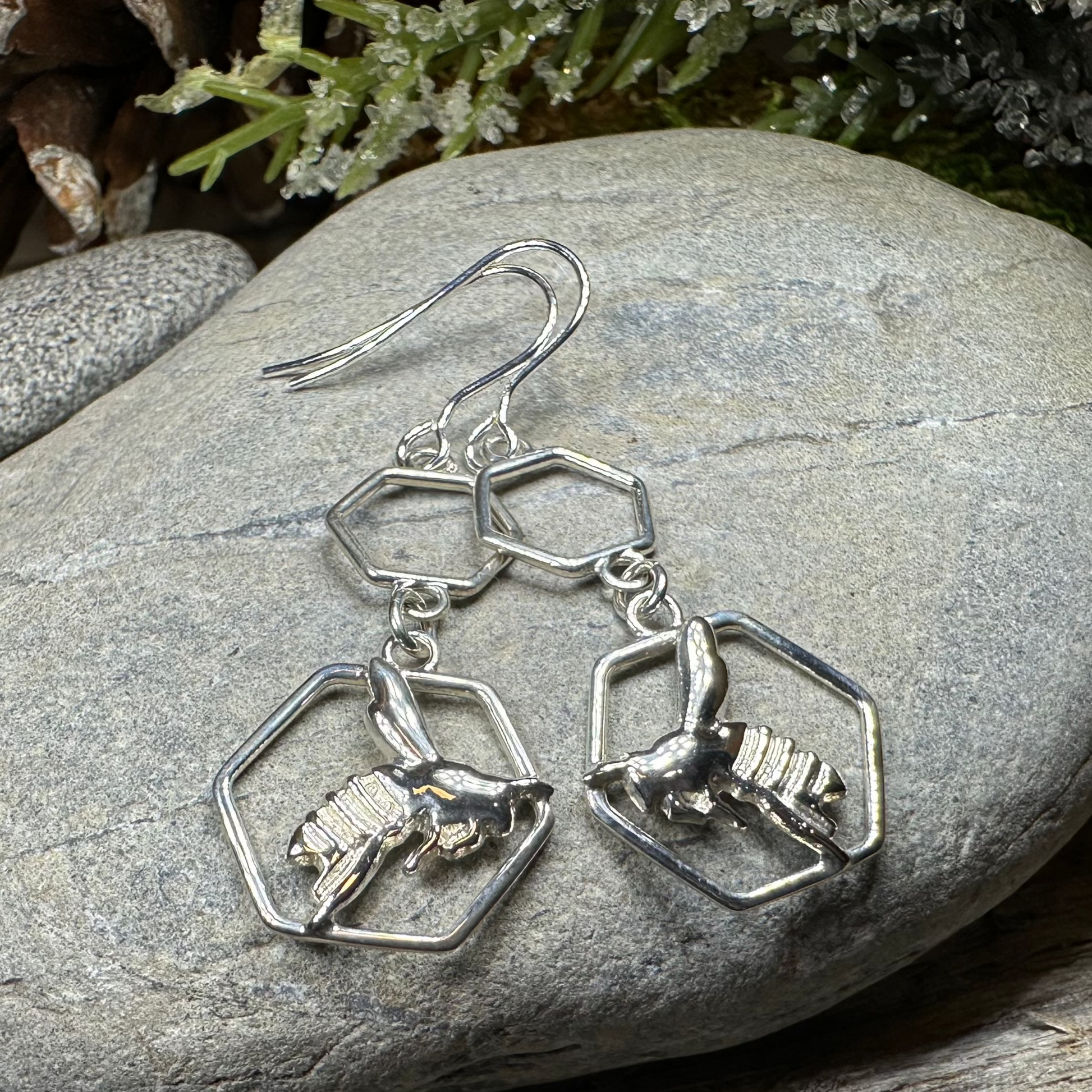 Honeycomb Bee Earrings — view 5