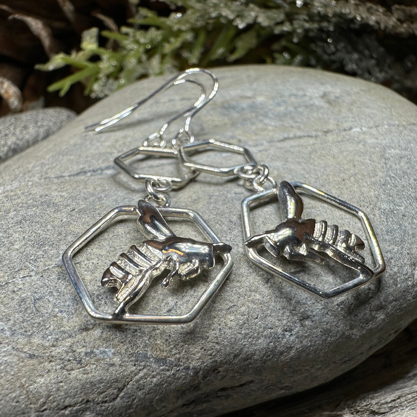 Honeycomb Bee Earrings — view 4