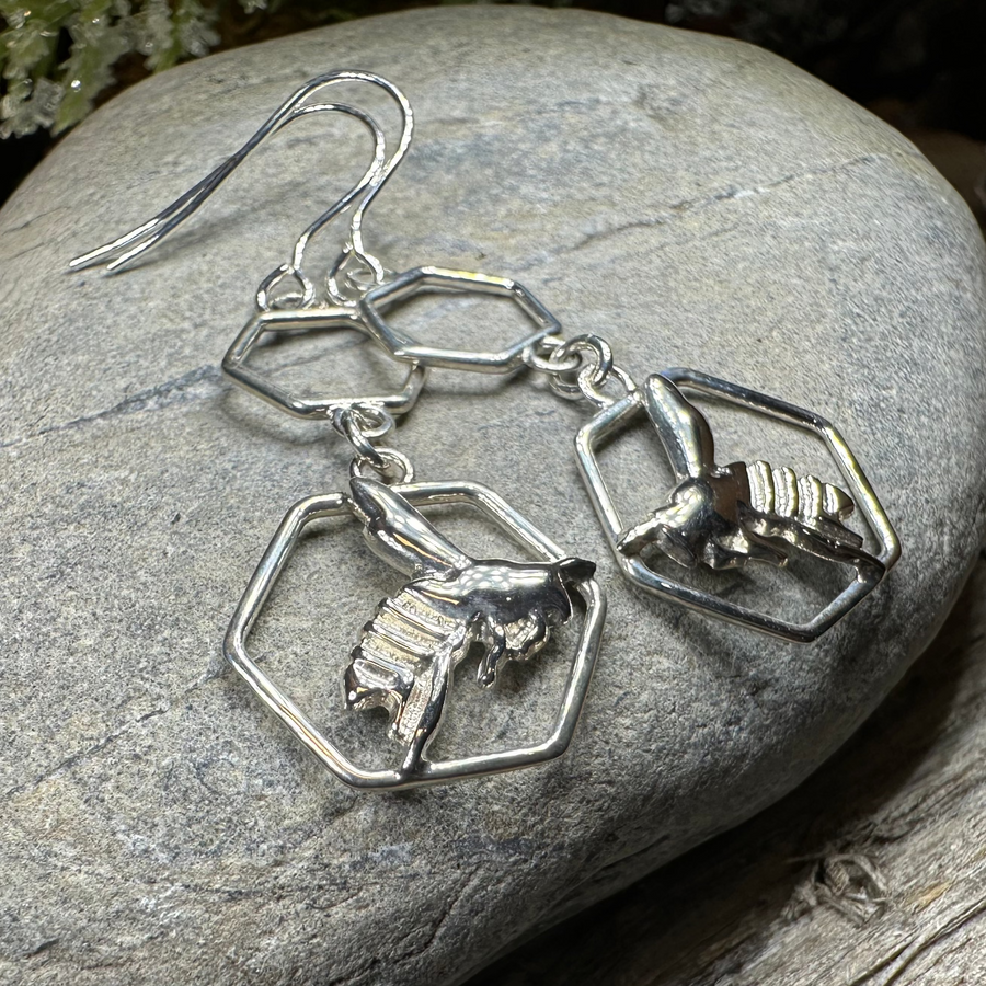 Honeycomb Bee Earrings