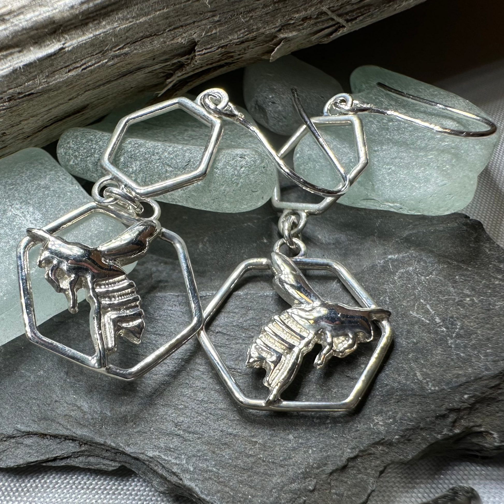 Honeycomb Bee Earrings — view 8