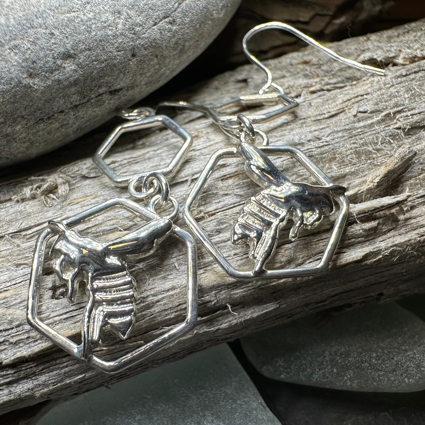 Honeycomb Bee Earrings — view 7