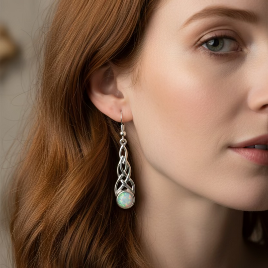 Muriel Celtic Knot Opal Earrings — view 4