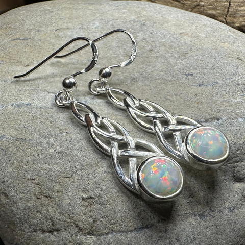 Load image into Gallery viewer, Muriel Celtic Knot Opal Earrings
