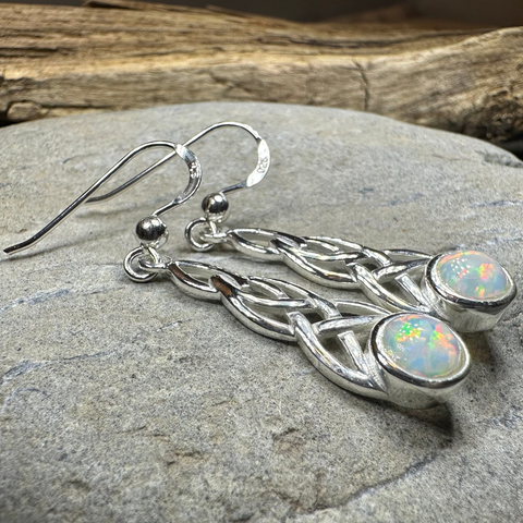 Load image into Gallery viewer, Muriel Celtic Knot Opal Earrings
