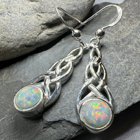 Load image into Gallery viewer, Muriel Celtic Knot Opal Earrings
