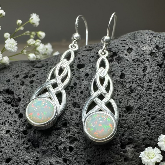 Muriel Celtic Knot Opal Earrings — view 6