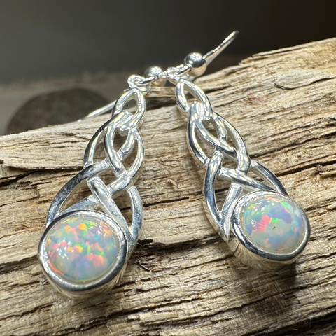Load image into Gallery viewer, Muriel Celtic Knot Opal Earrings
