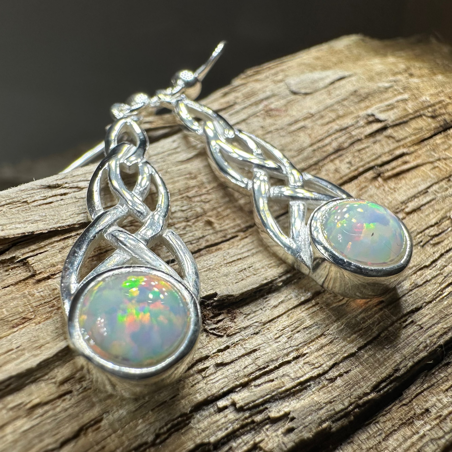 Muriel Celtic Knot Opal Earrings — view 2