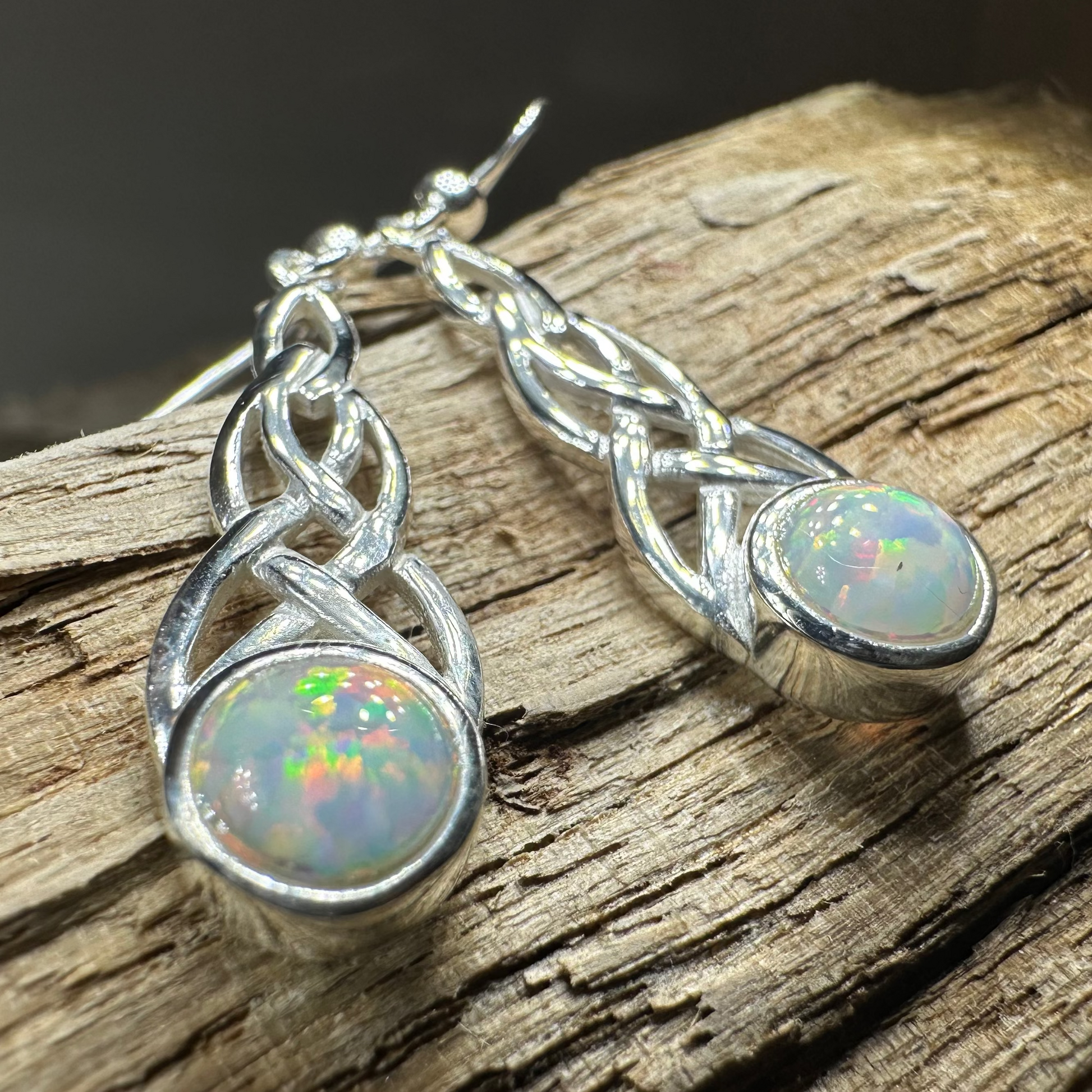 Muriel Celtic Knot Opal Earrings — view 2
