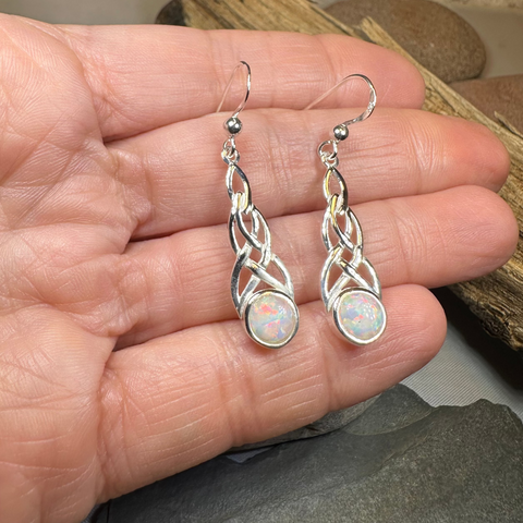 Load image into Gallery viewer, Muriel Celtic Knot Opal Earrings
